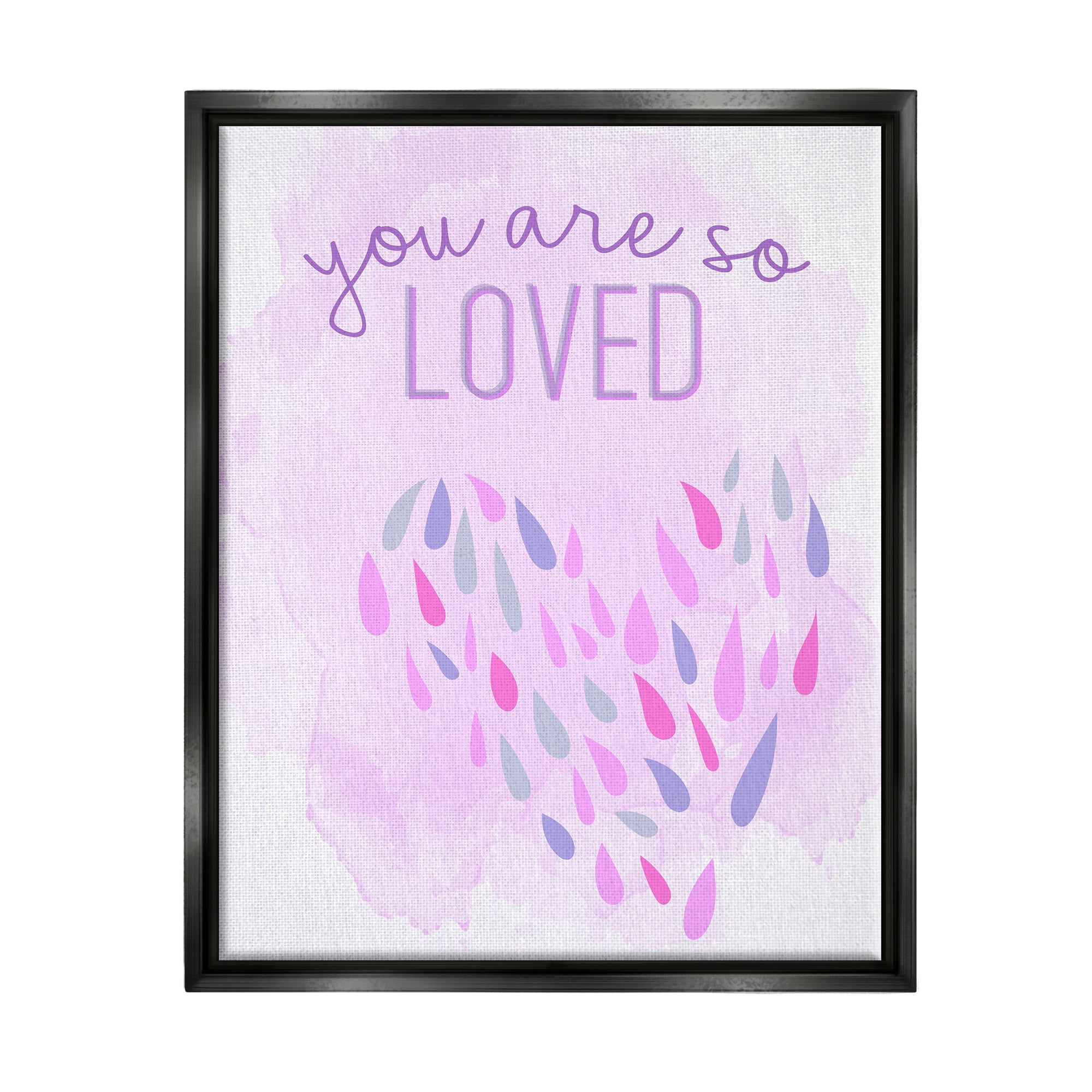 Stupell Industries You Are So Loved Purple Heart Inspirational Painting Black Floater Framed Art Print Wall Art