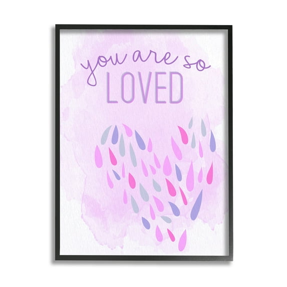 Stupell Industries You Are So Loved Purple Heart Inspirational Painting Black Framed Art Print Wall Art