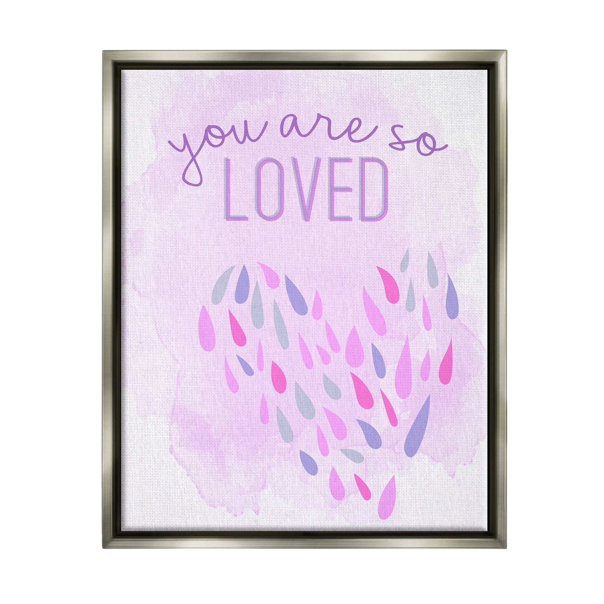 Stupell Industries You Are So Loved Purple Heart Inspirational Painting Gray Floater Framed Art Print Wall Art