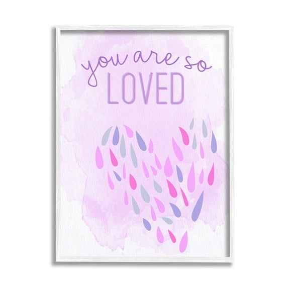Stupell Industries You Are So Loved Purple Heart Inspirational Painting White Framed Art Print Wall Art