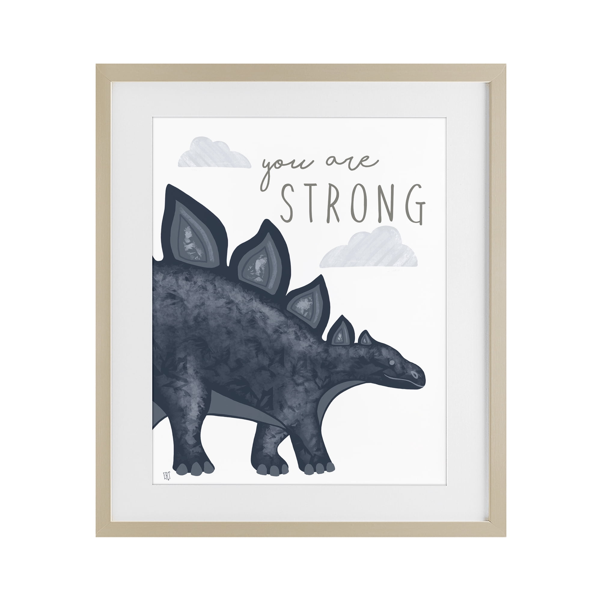 Stupell Industries You Are Strong Dinosaur Birch Framed Print Under Glass, design by Elizabeth Tyndall