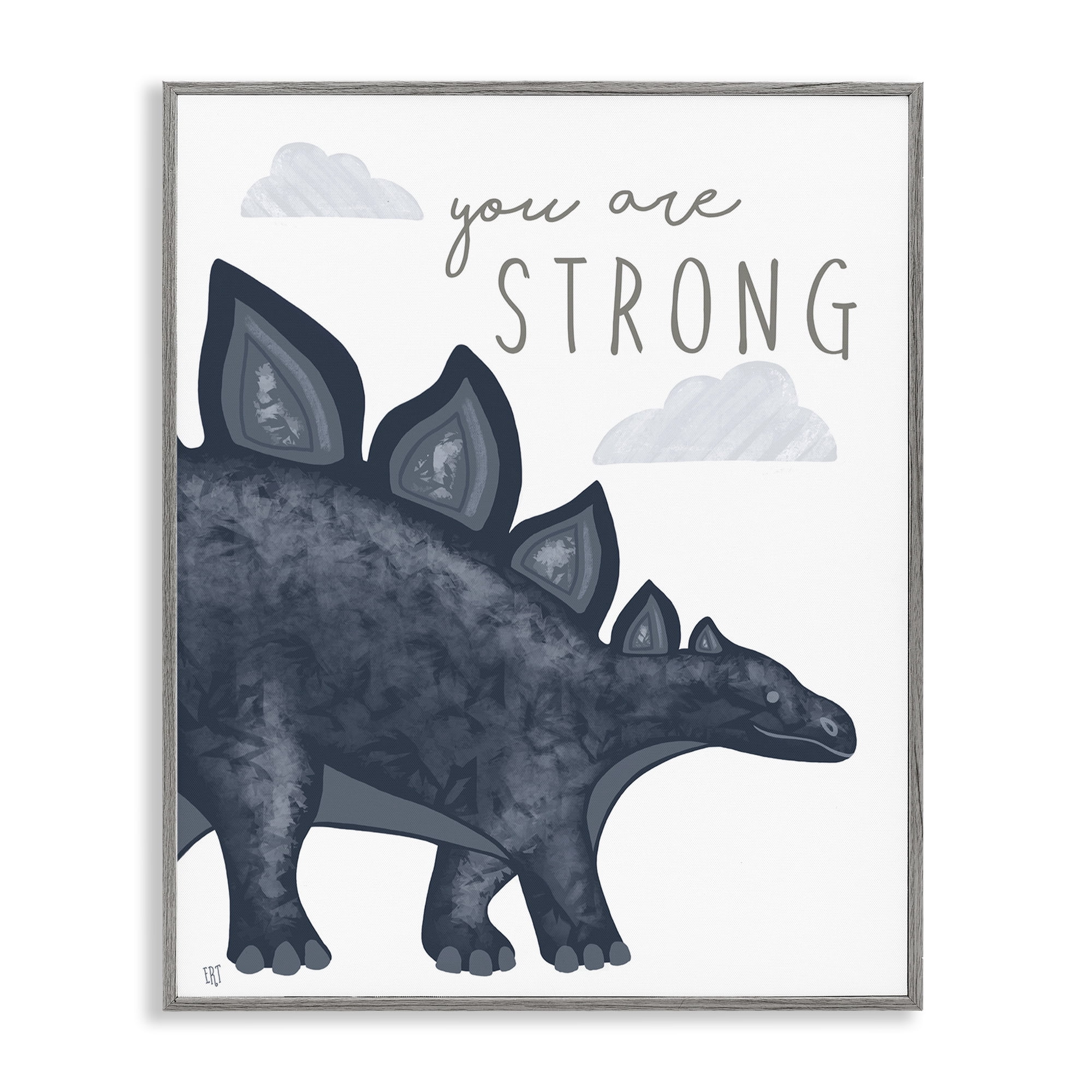 Stupell Industries You Are Strong Dinosaur Gray Framed Giclee Art, design by Elizabeth Tyndall