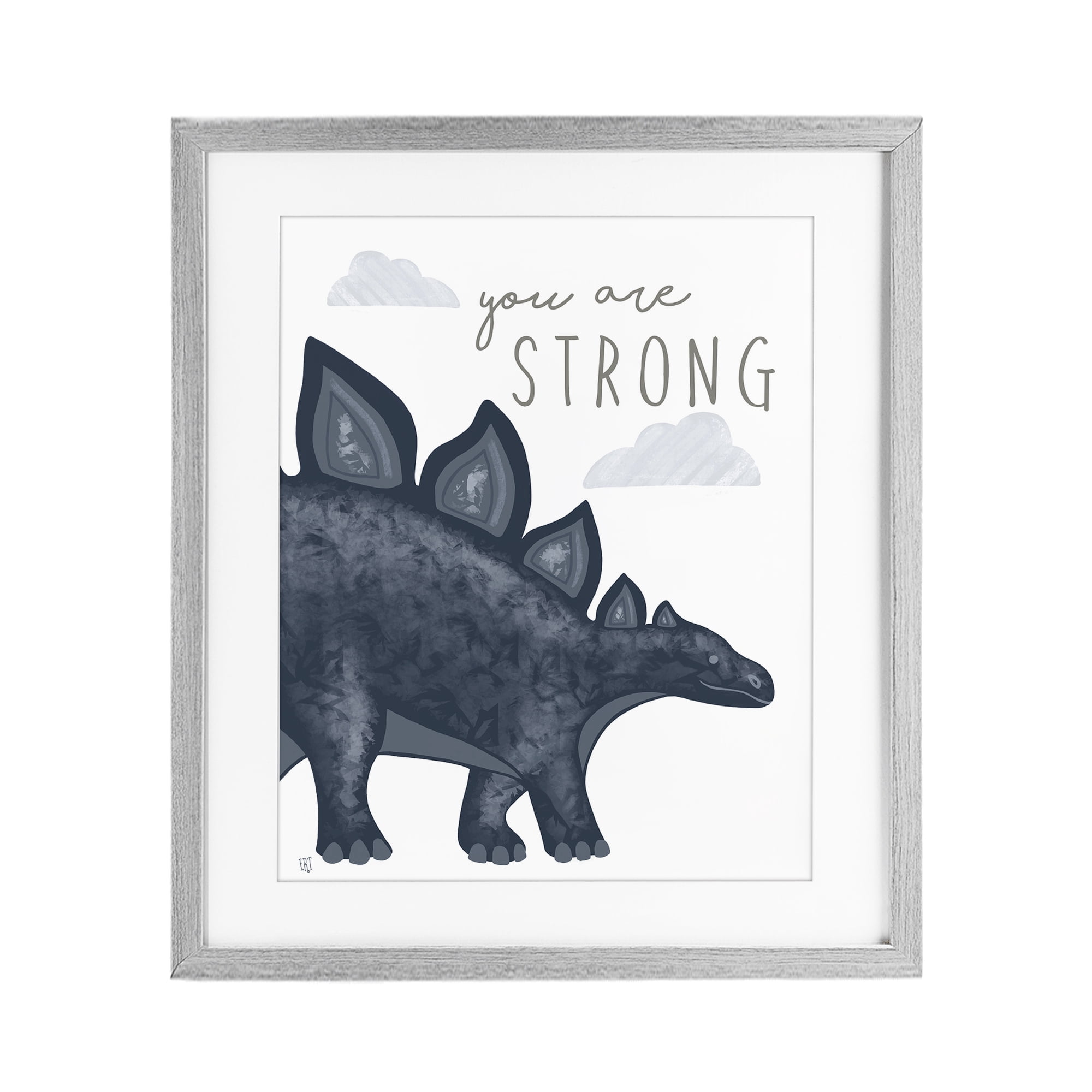 Stupell Industries You Are Strong Dinosaur Gray Framed Print Under Glass, design by Elizabeth Tyndall