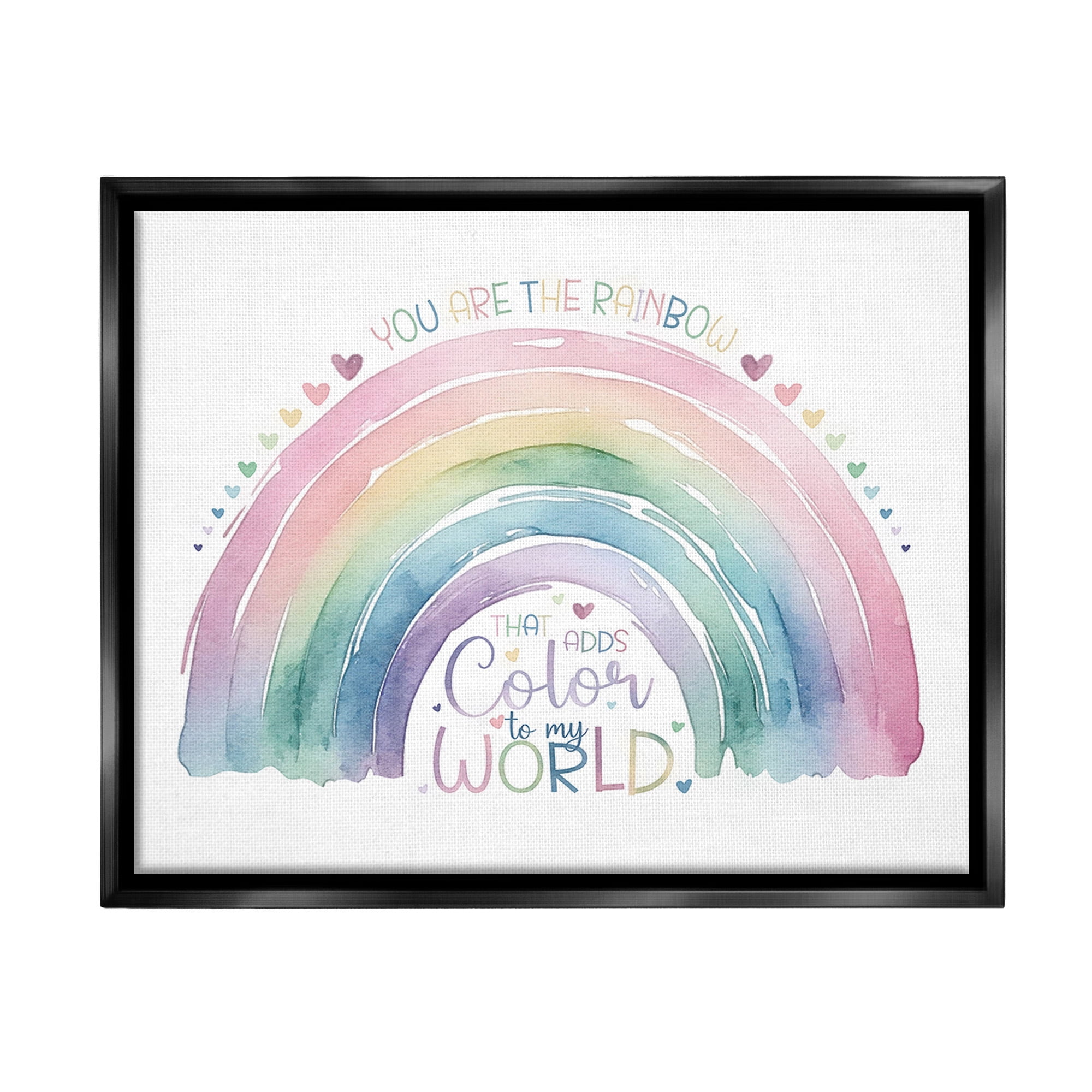 Stupell Industries You Are The Rainbow Inspirational Painting Black Floater Framed Canvas Art Print Wall Art, 21 x 17
