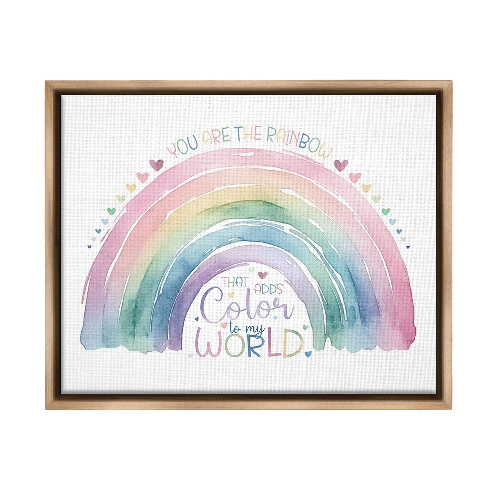 Stupell Industries You Are The Rainbow Inspirational Painting Brown Floater Framed Canvas Art Print Wall Art, 31 x 25