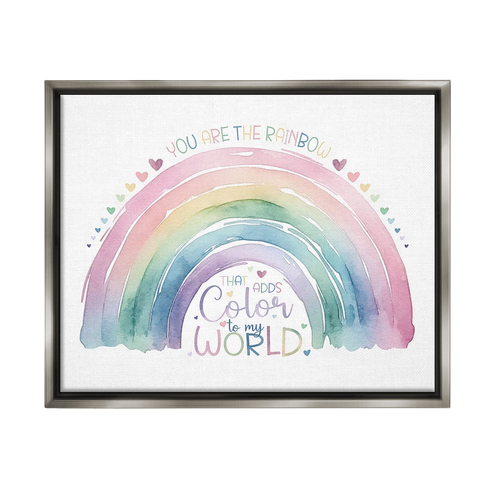 Stupell Industries You Are The Rainbow Inspirational Painting Gray Floater Framed Canvas Art Print Wall Art, 21 x 17