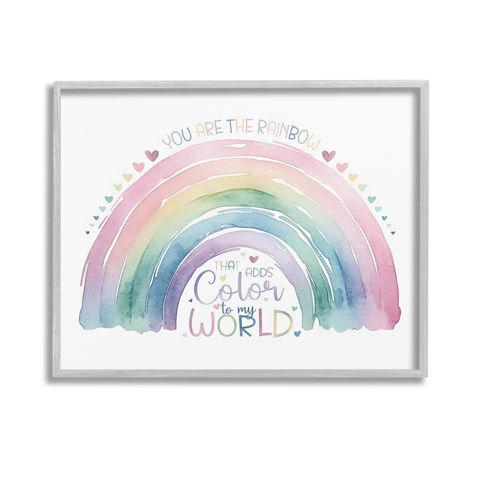 Stupell Industries You Are The Rainbow Inspirational Painting Gray Framed Art Print Wall Art, 14 x 11