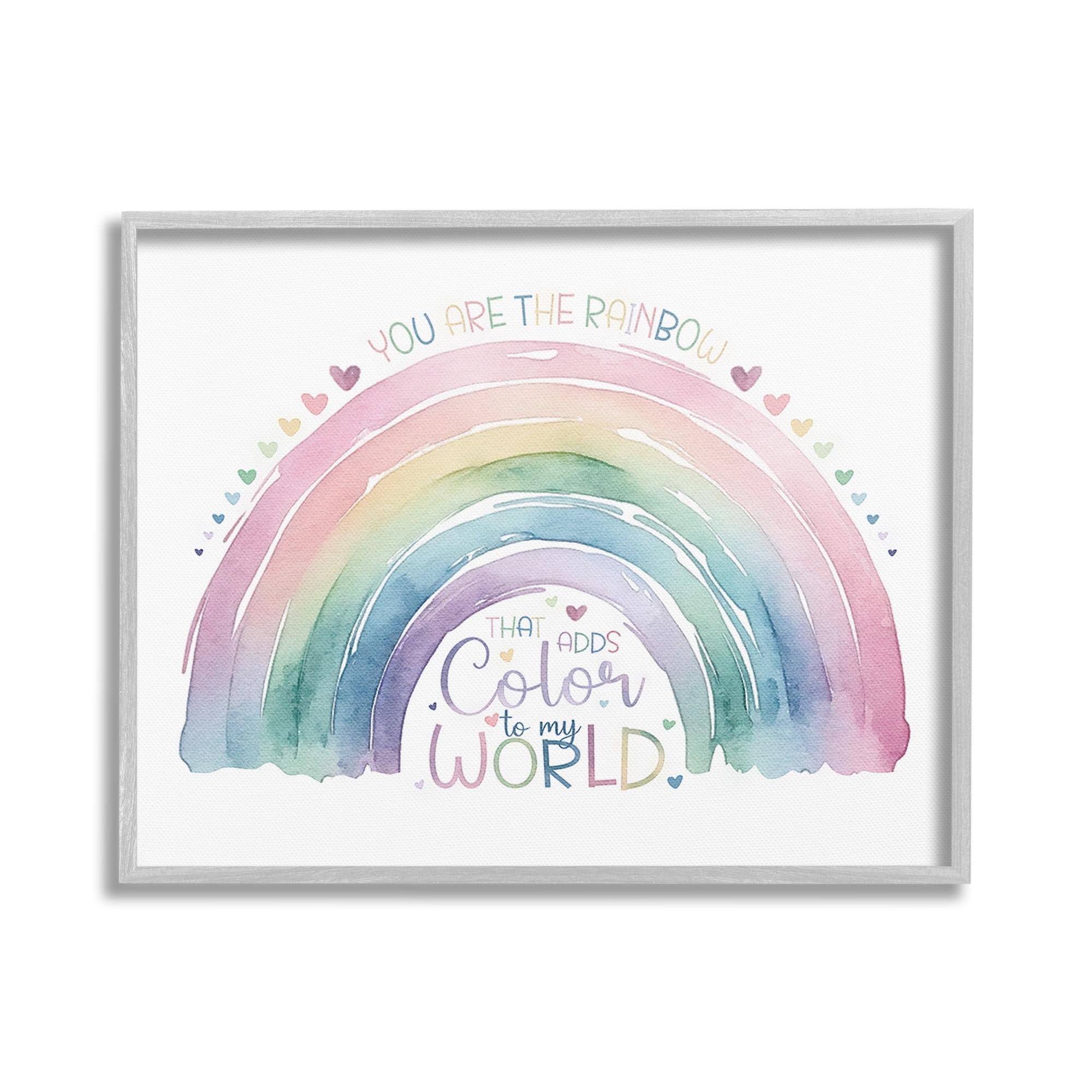 Stupell Industries You Are The Rainbow Inspirational Painting Gray Framed Art Print Wall Art, 30 x 24