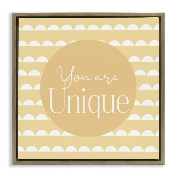 Stupell Industries You Are Unique Affirmation Brown Framed Floater Canvas Wall Art, design by Christine Simpson Art