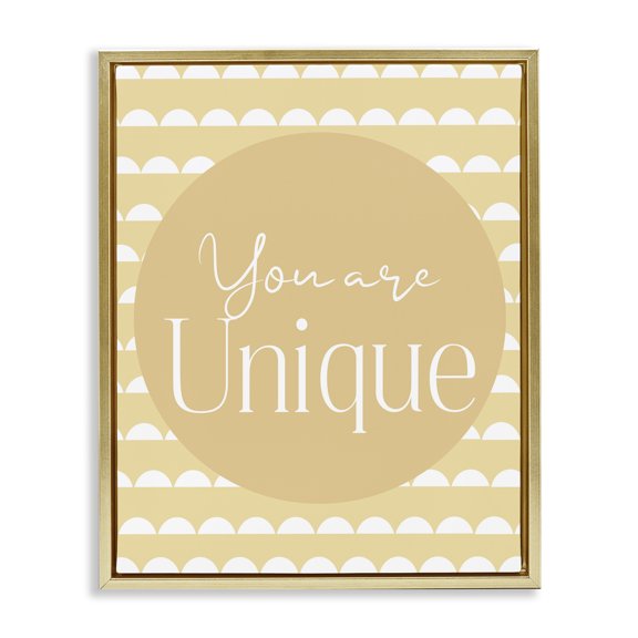 Stupell Industries You Are Unique Sentiment Gold Framed Floater Canvas Wall Art, design by Christine Simpson Art