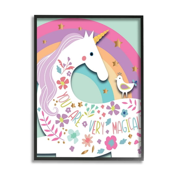 Stupell Industries You Are Very Magical Unicorn Graphic Art Black Framed Art Print Wall Art, Design by Andrea Jasid Grassi