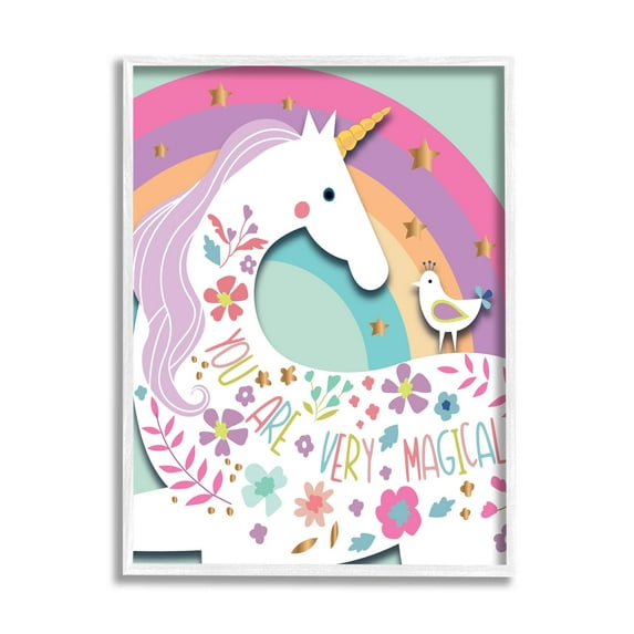Stupell Industries You Are Very Magical Unicorn Graphic Art White Framed Art Print Wall Art, Design by Andrea Jasid Grassi