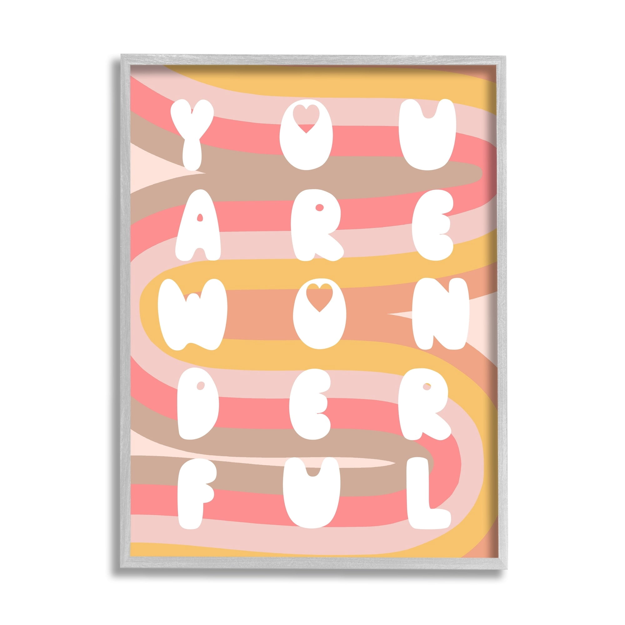 Stupell Industries You Are Wonderful Phrase Children's Retro Rainbow Pattern, 11 x 14, Design by Daphne Polselli