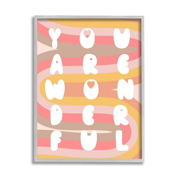 Stupell Industries You Are Wonderful Phrase Children's Retro Rainbow Pattern, 11 x 14, Design by Daphne Polselli