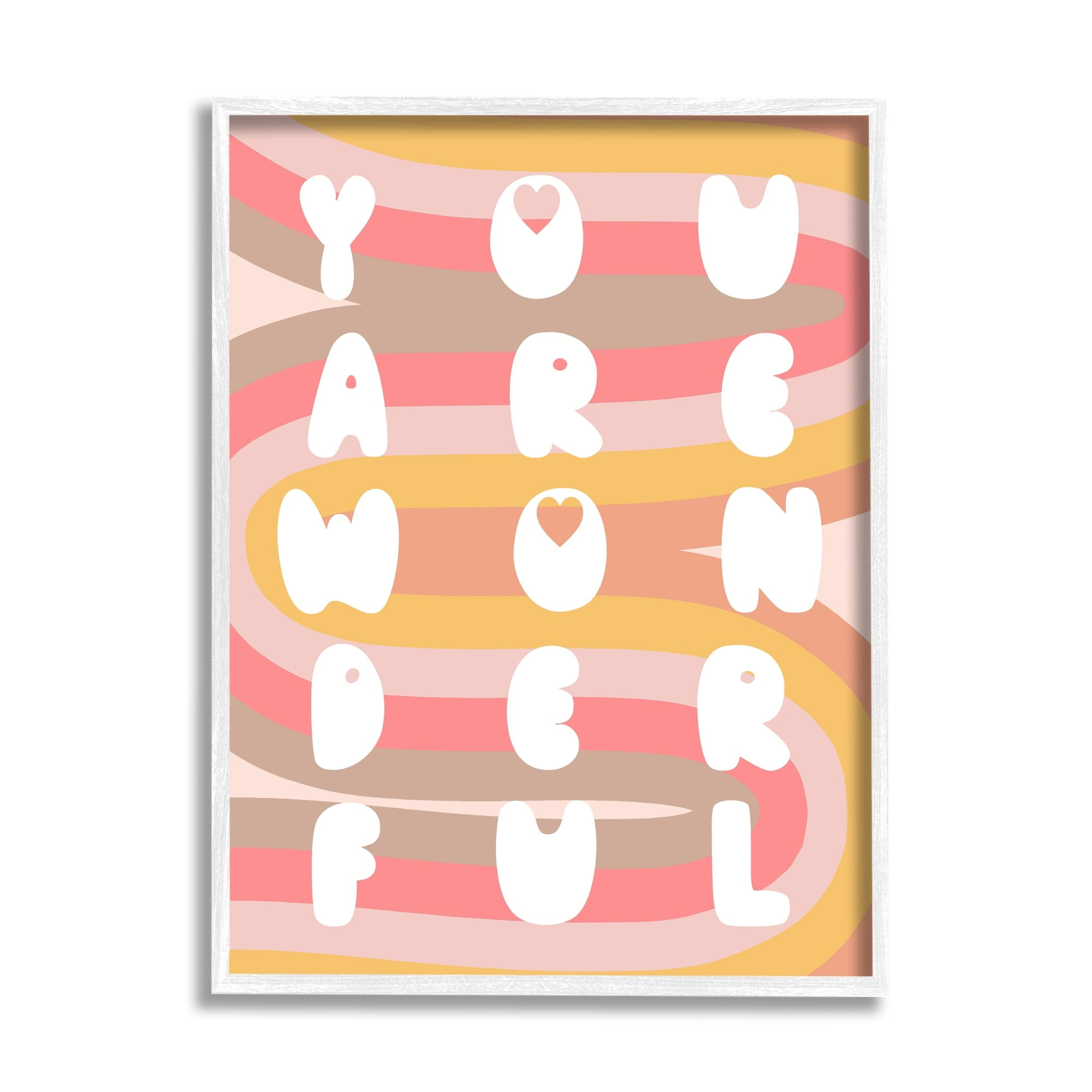 Stupell Industries You Are Wonderful Phrase Children's Retro Rainbow Pattern, 11 x 14, Design by Daphne Polselli