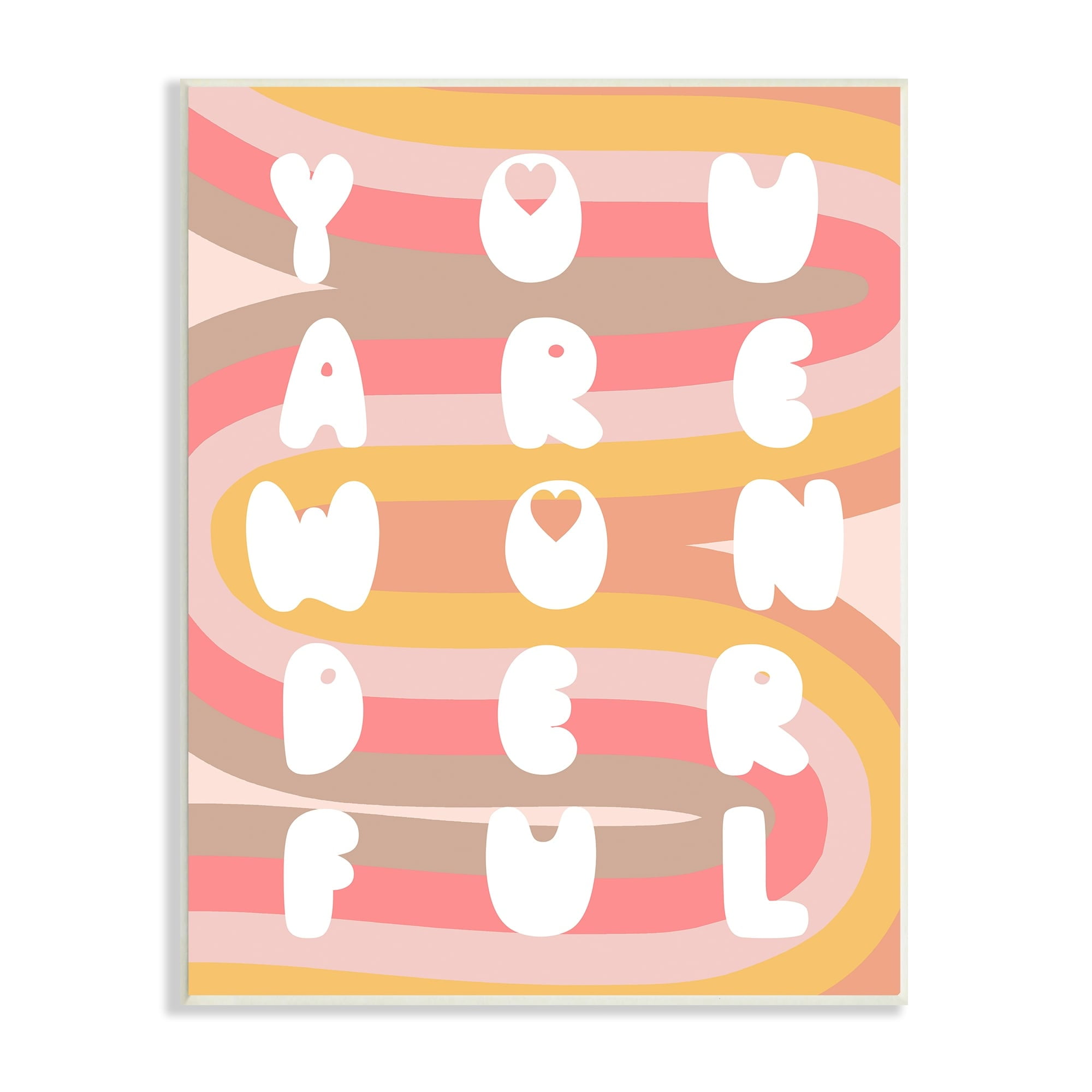 Stupell Industries You Are Wonderful Phrase Children's Retro Rainbow Pattern, 13 x 19, Design by Daphne Polselli