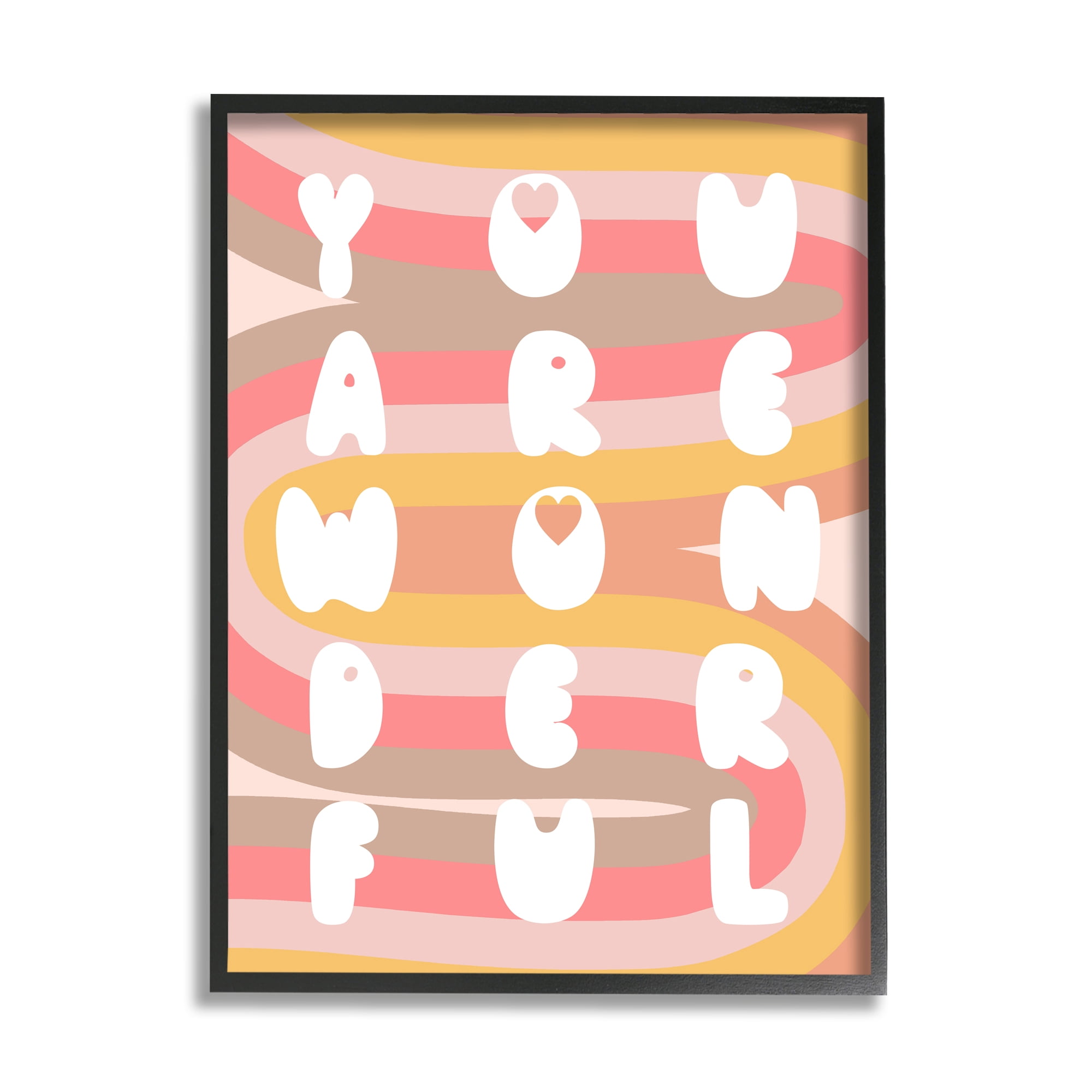 Stupell Industries You Are Wonderful Phrase Children's Retro Rainbow Pattern, 16 x 20, Design by Daphne Polselli