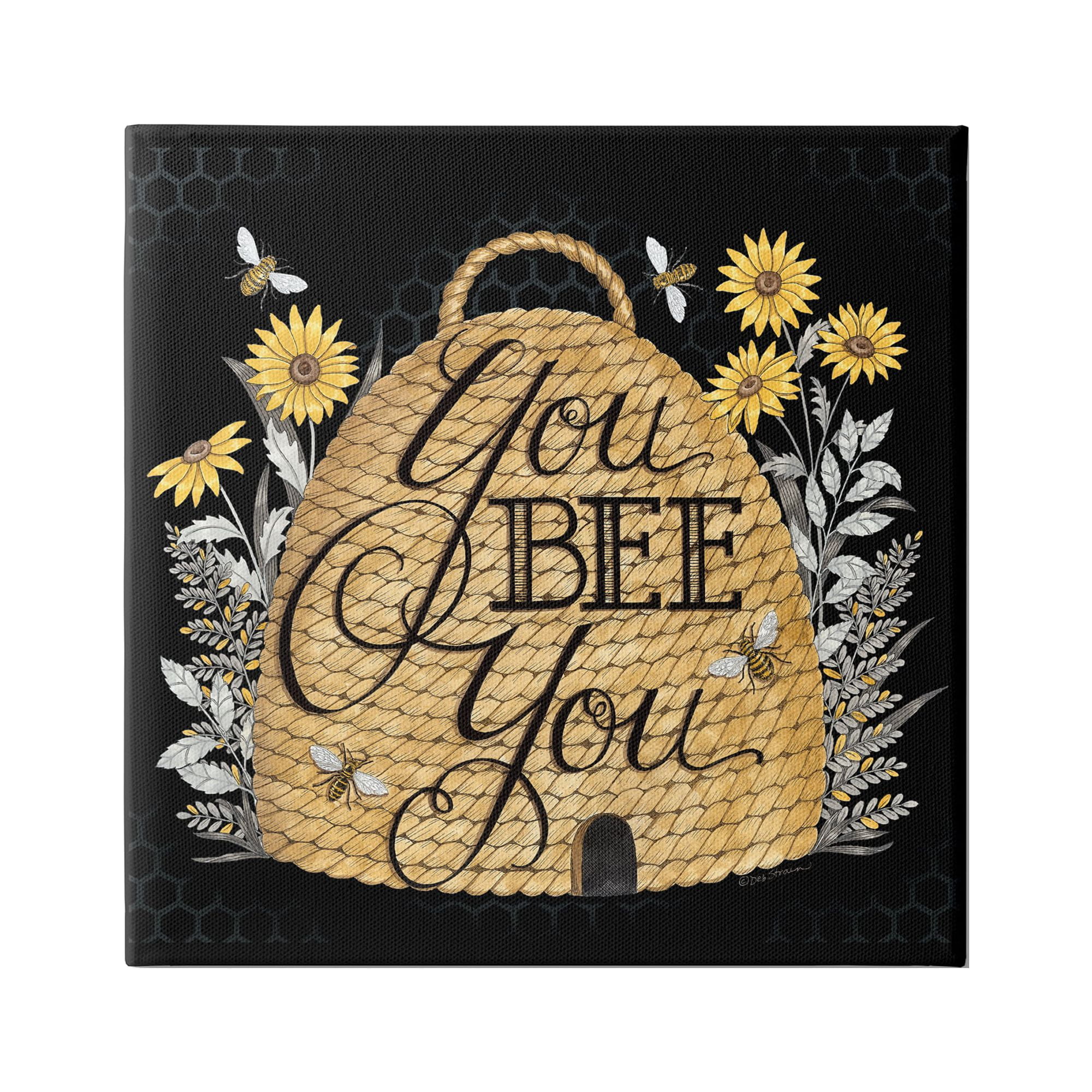 Stupell Industries You Bee You Motivational Phrase Vintage Whicker Beehive, 24 x 24,Design by Deb Strain