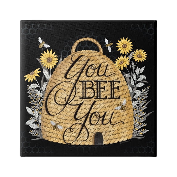 Stupell Industries You Bee You Motivational Phrase Vintage Whicker Beehive, 24 x 24,Design by Deb Strain