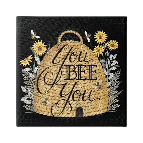 Stupell Industries You Bee You Motivational Phrase Vintage Whicker Beehive, 36 x 36,Design by Deb Strain