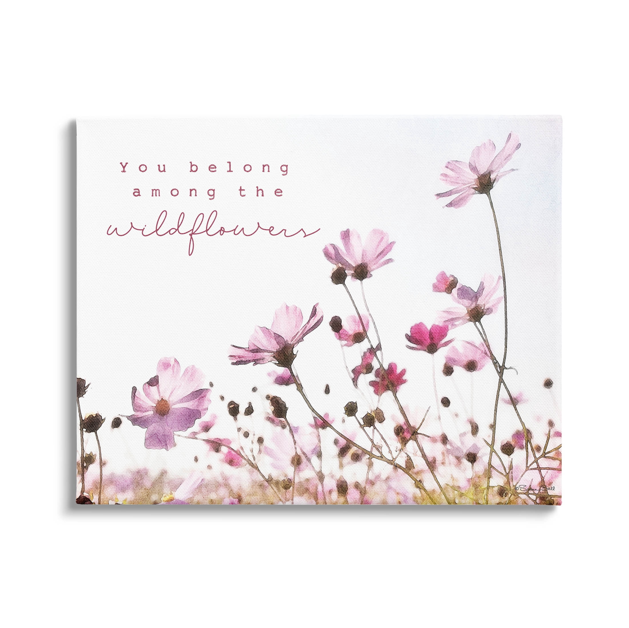 Stupell Industries You Belong Among Wildflowers Phrase Graphic Art Gallery Wrapped Canvas Print Wall Art, Design by Susan Ball