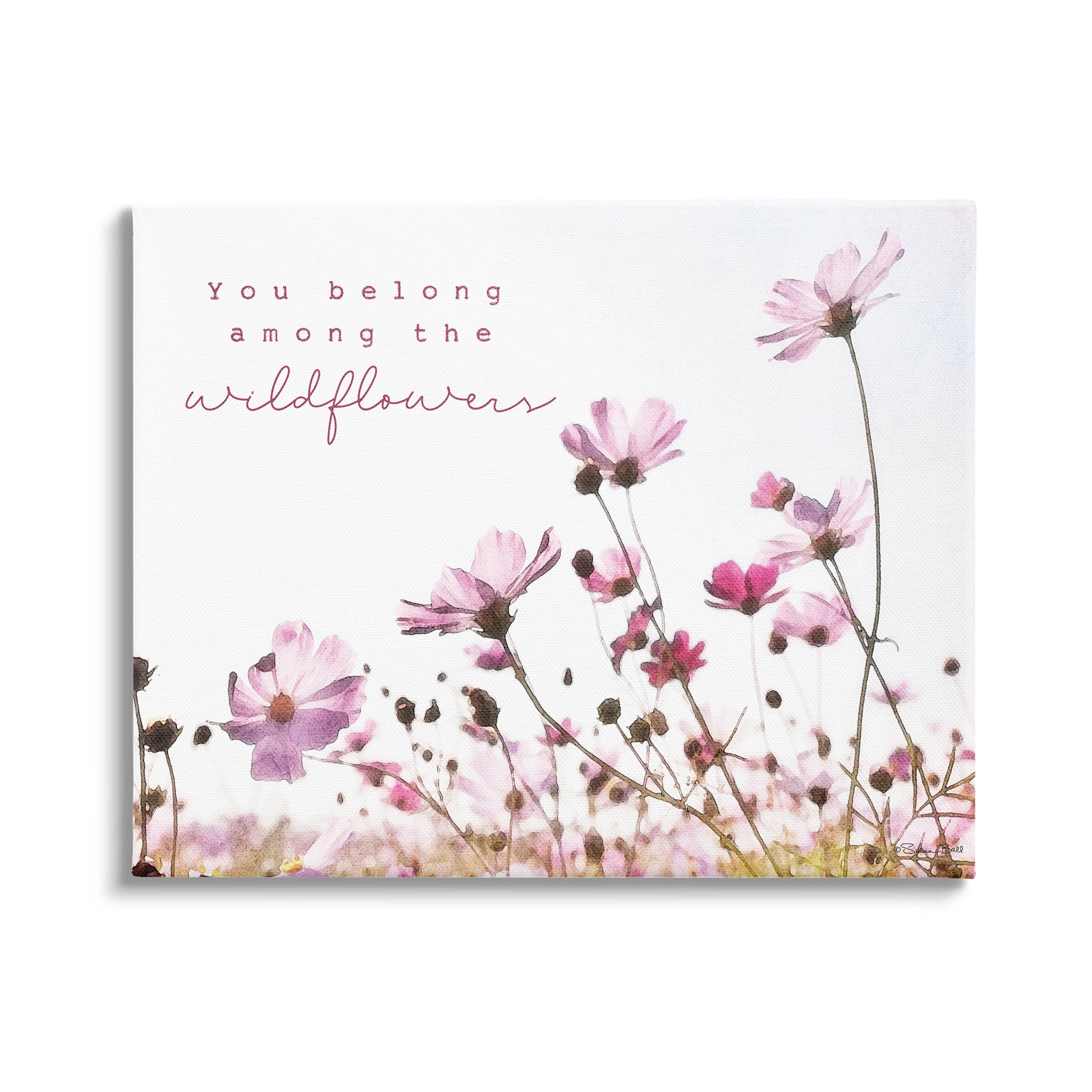 Stupell Industries You Belong Among Wildflowers Phrase Graphic Art Gallery Wrapped Canvas Print Wall Art, Design by Susan Ball