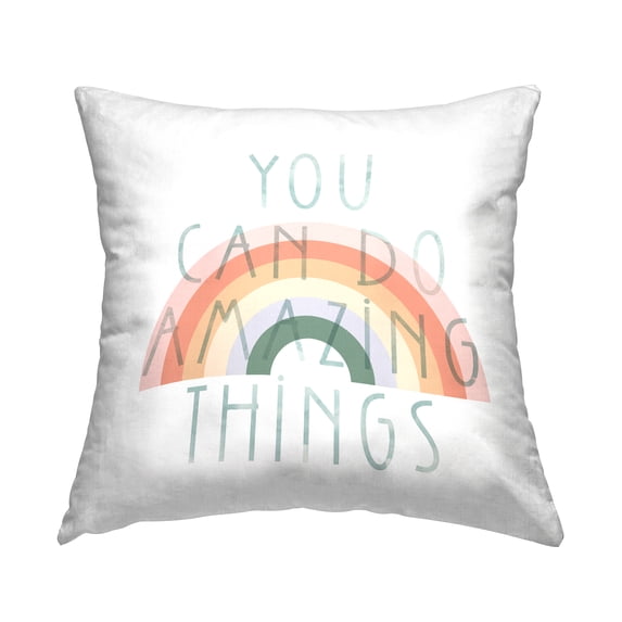 Stupell Industries You Can Do Amazing Things Inspirational Rainbow Design by Daphne Polselli Throw Pillow