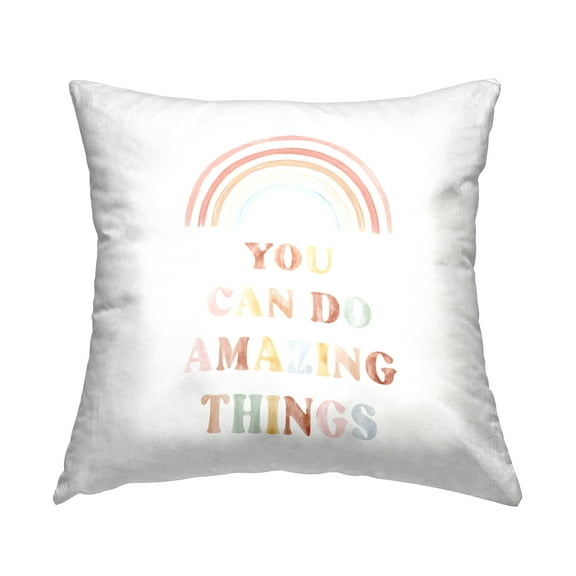 Stupell Industries You Can Do Amazing Things Pastel Rainbow Phrase Design by Daphne Polselli Throw Pillow