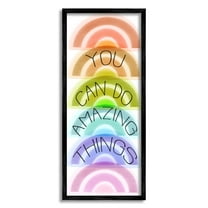 Stupell Industries You Can Do Amazing Things Phrase Stacked Rainbows Inspirational Painting Black Framed Art Print Wall Art, 10 x 24