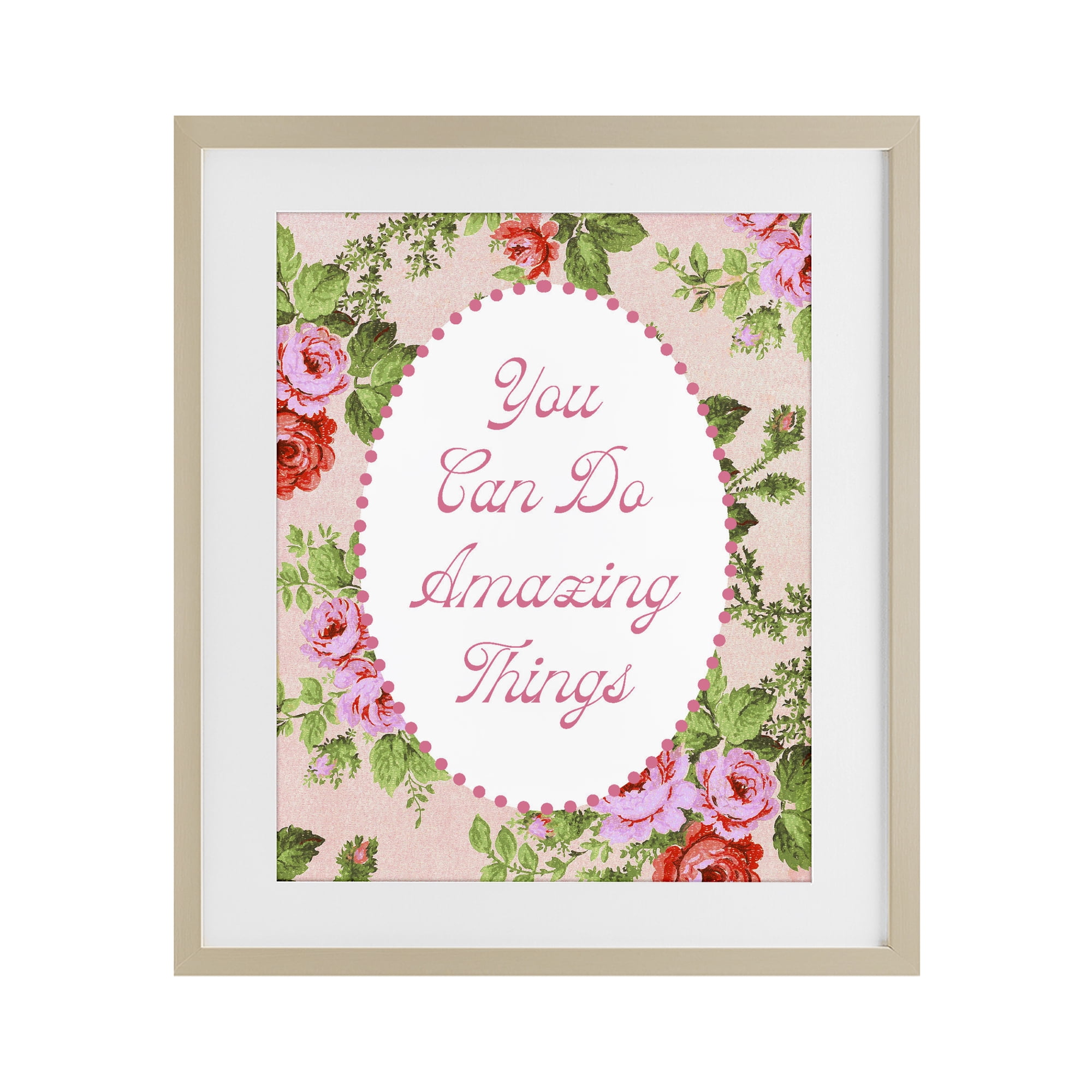 Stupell Industries You Can Do Amazing Things with Vintage Florals Birch Framed Print Under Glass, design by Lil' Rue