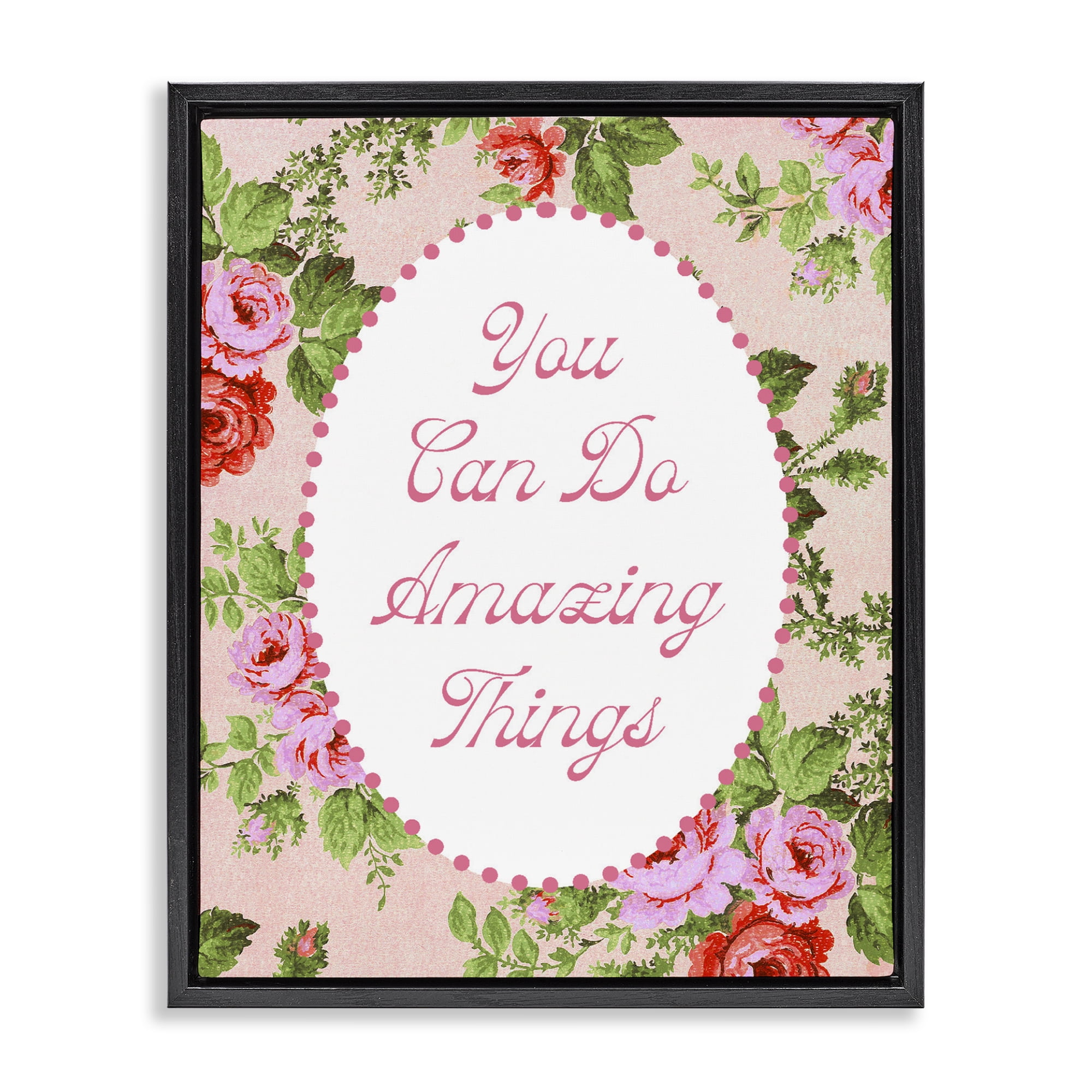Stupell Industries You Can Do Amazing Things with Vintage Florals Black Framed Floater Canvas Wall Art, design by Lil' Rue