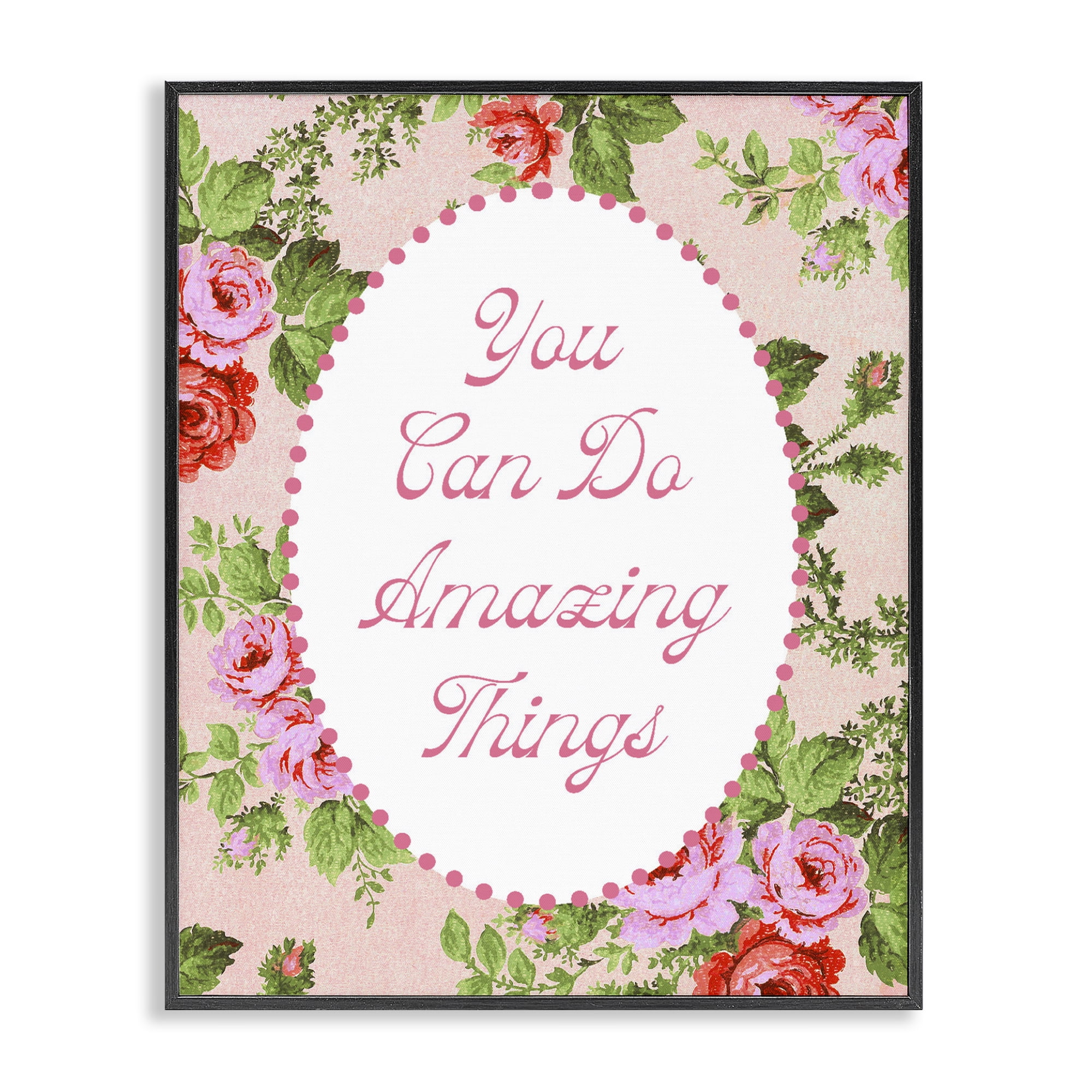 Stupell Industries You Can Do Amazing Things with Vintage Florals Black Framed Giclee Art, design by Lil' Rue