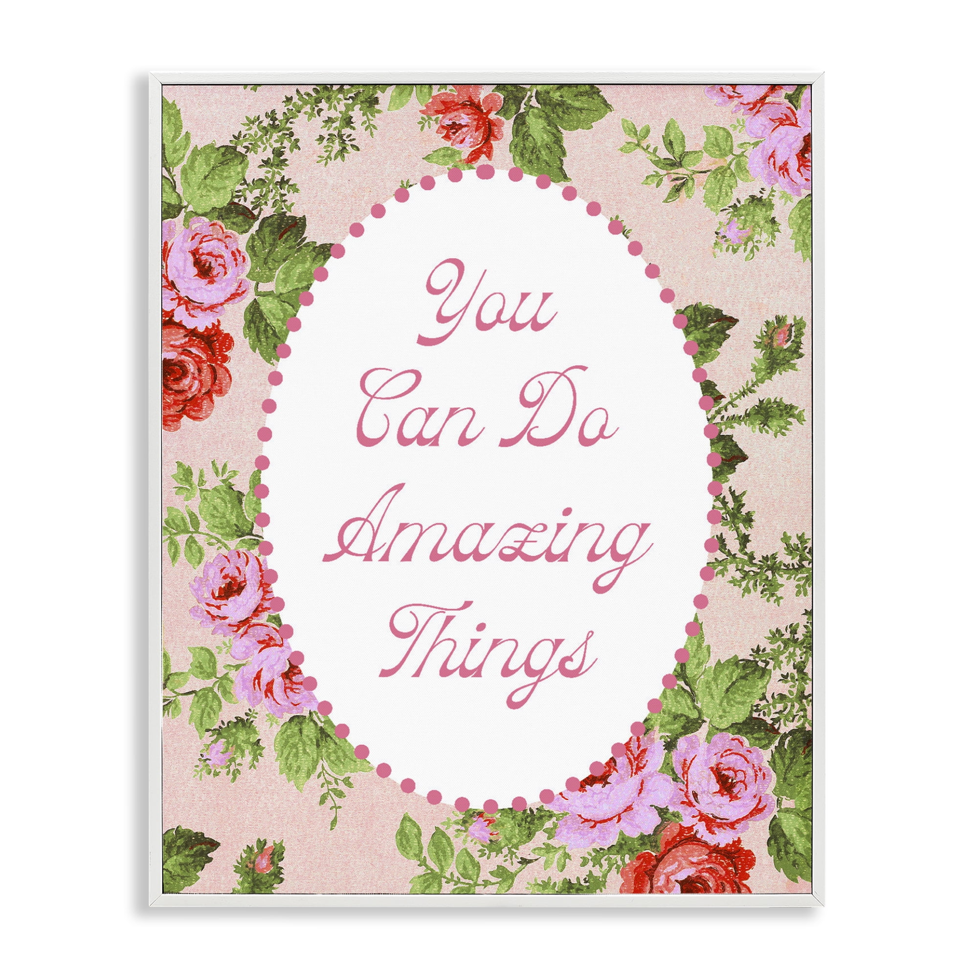 Stupell Industries You Can Do Amazing Things with Vintage Florals White Framed Giclee Art, design by Lil' Rue
