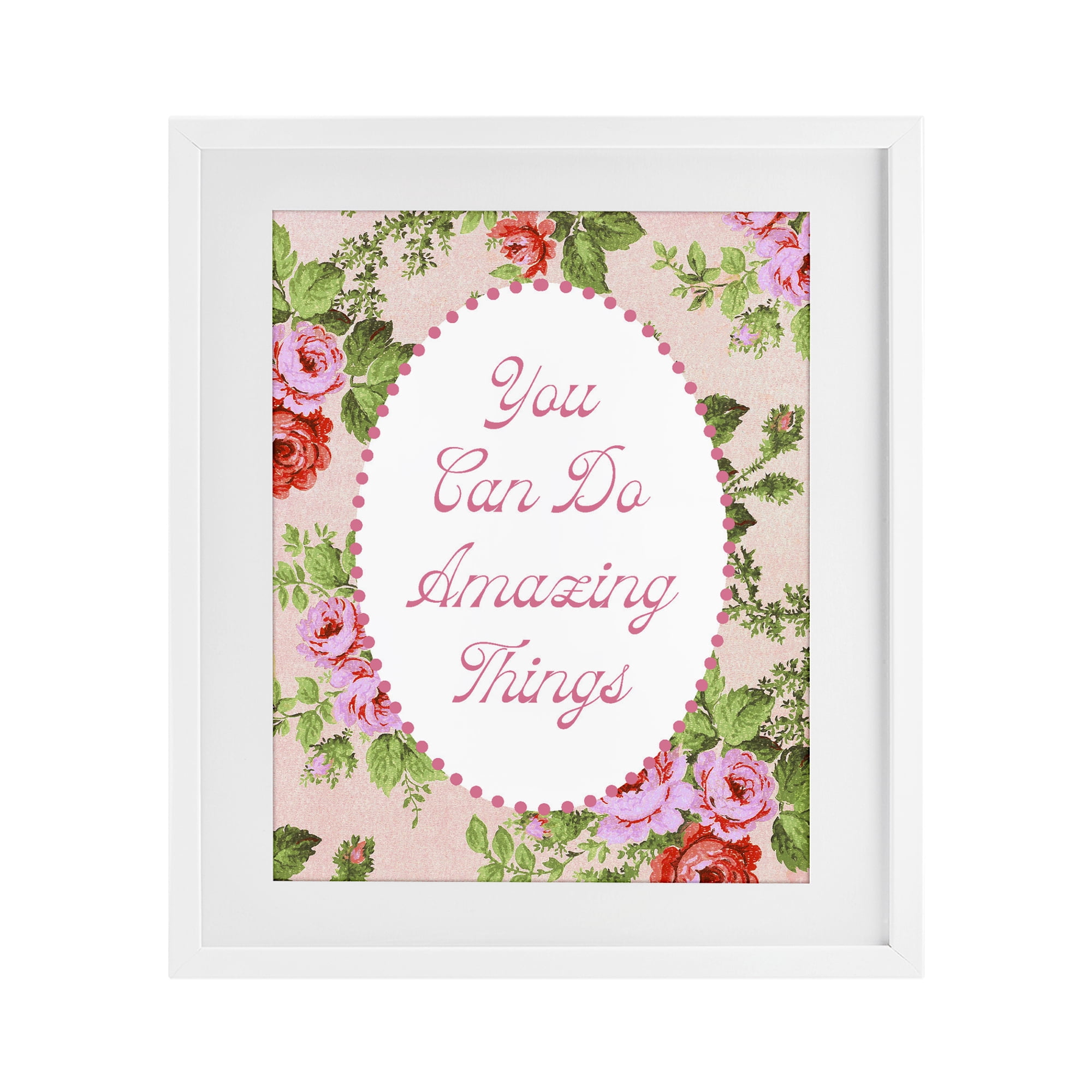Stupell Industries You Can Do Amazing Things with Vintage Florals White Framed Print Under Glass, design by Lil' Rue