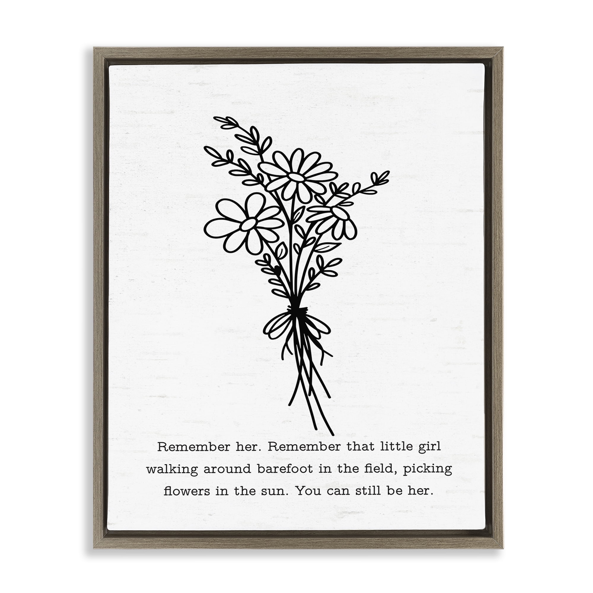 Stupell Industries You Can Still Be Her Plants & Flowers Painting Brown Floater Framed Canvas Art Print Wall Art, 17 x 21