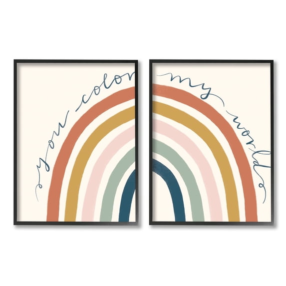Stupell Industries You Color My World Rainbow Script Phrase Design Illustration , 11 x 14, Design by Deborah Curiel