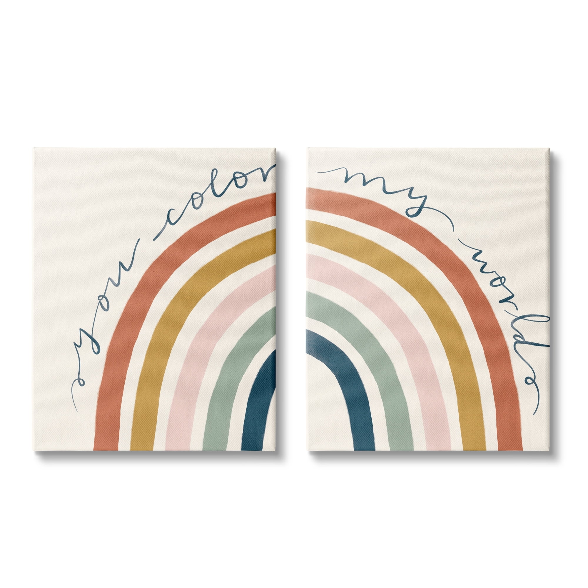 Stupell Industries You Color My World Rainbow Script Phrase Design Illustration , 24 x 30, Design by Deborah Curiel