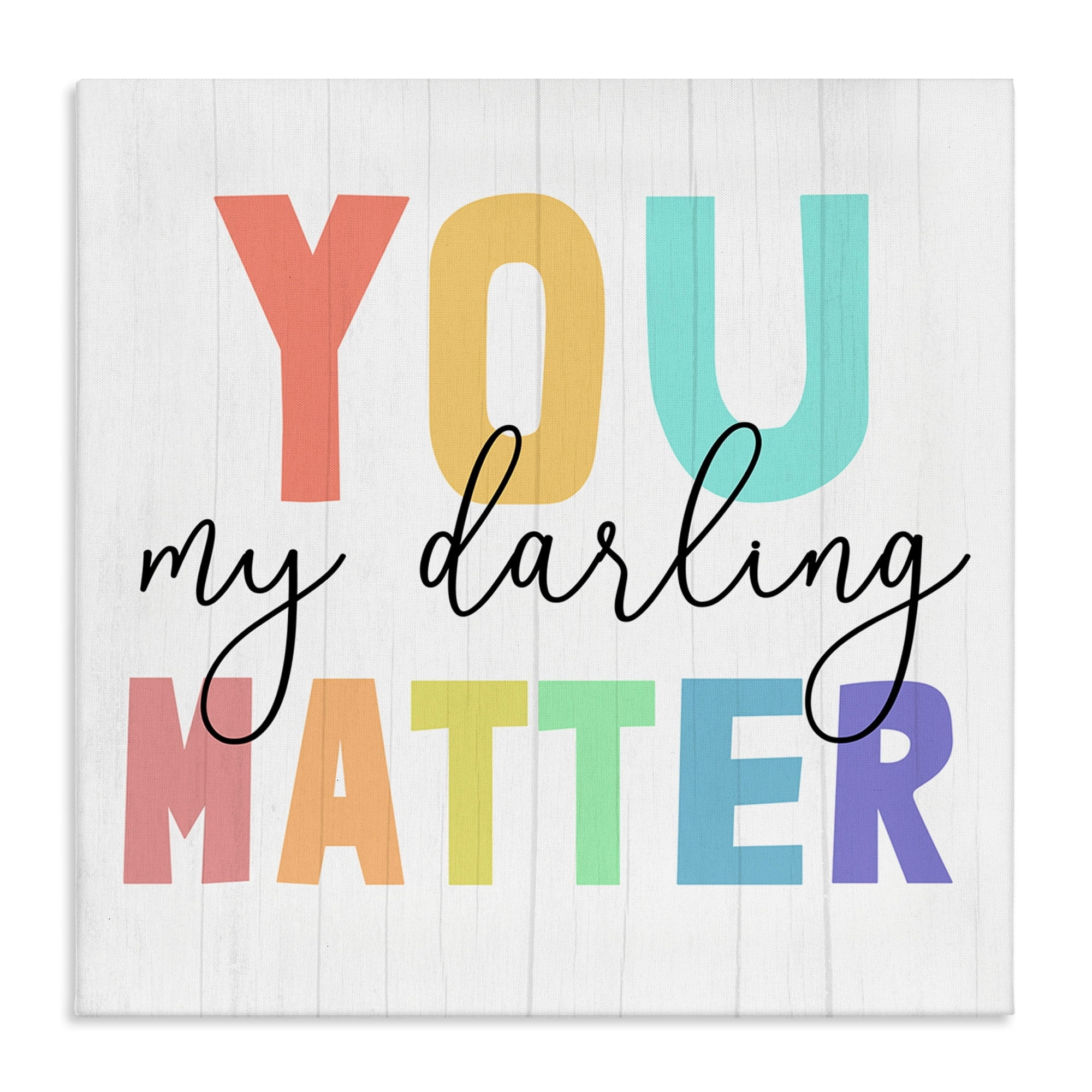 Stupell Industries You Darling Matter Rainbow Letters Striped Background,36 x 36, Design by Daphne Polselli