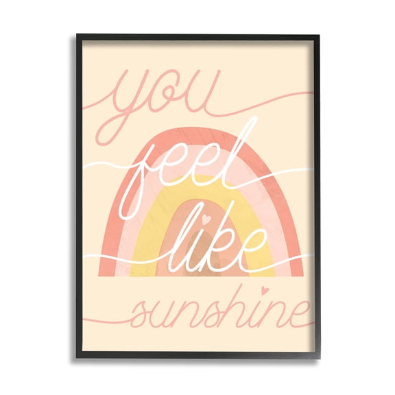 Stupell Industries You Feel Like Sunshine Expression Warm Tone Rainbow Inspirational Painting Black Framed Art Print Wall Art, 11 x 14