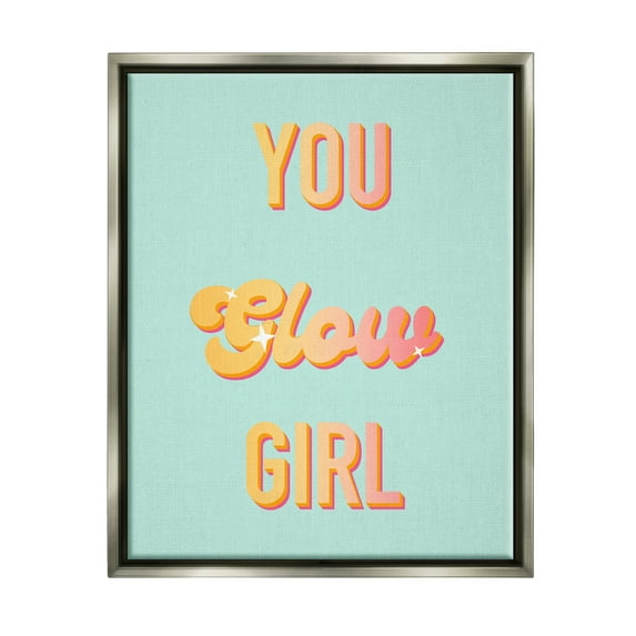 Stupell Industries You Glow Girl Confidence Phrase Inspirational Painting Gray Floater Framed Art Print Wall Art