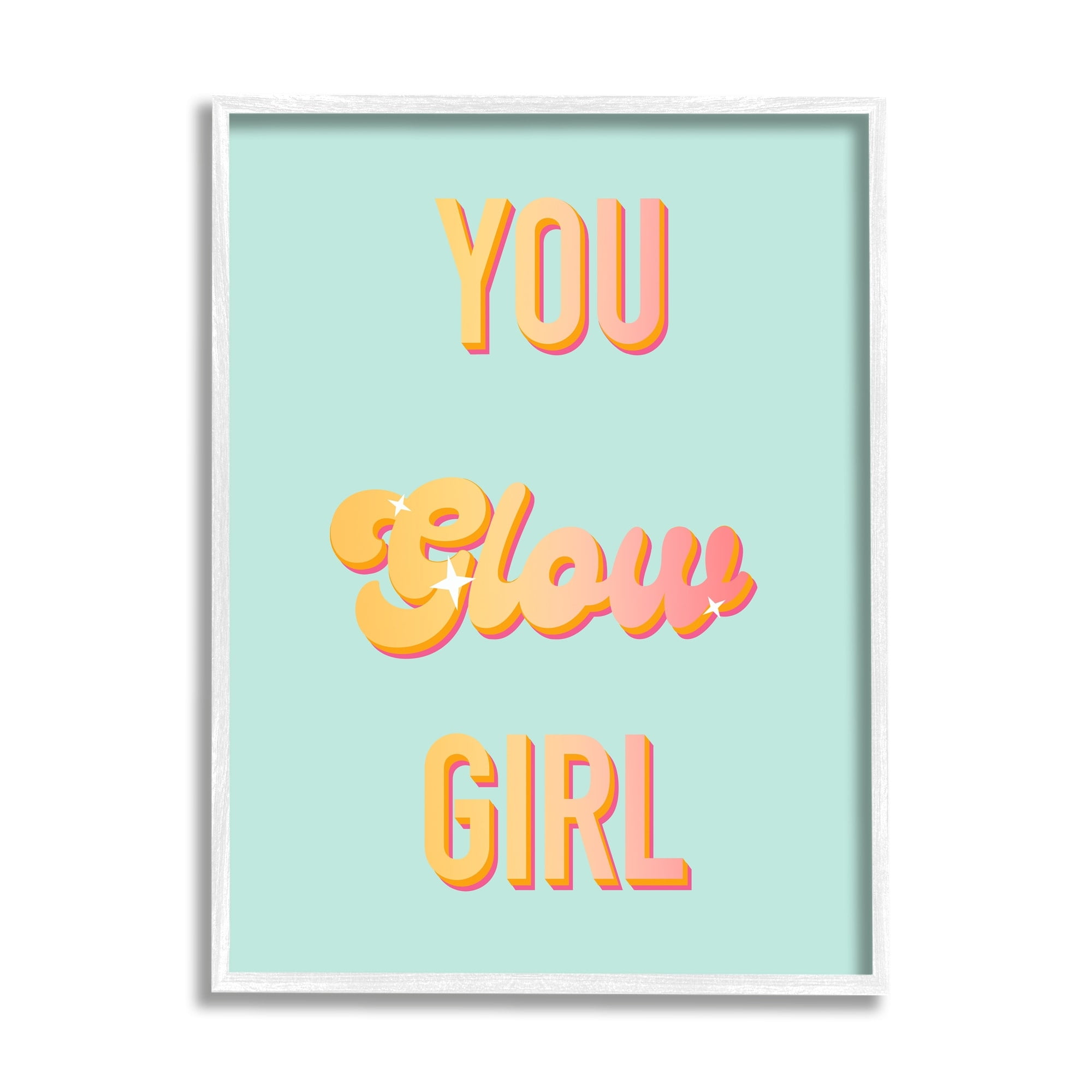 Stupell Industries You Glow Girl Confidence Phrase Inspirational Painting White Framed Art Print Wall Art
