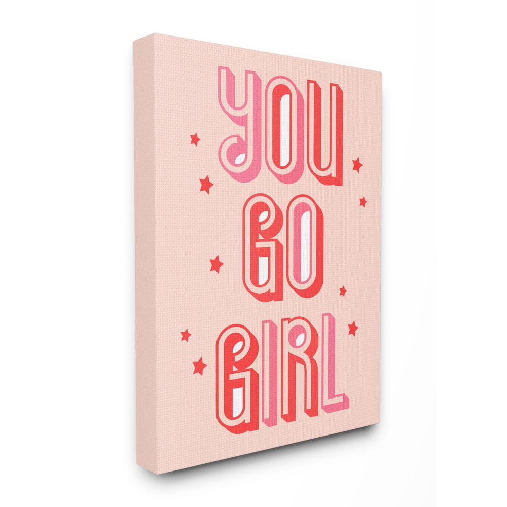 Stupell Industries You Go Girl Fashion Modern Pink Textured Design Super Canvas Wall Art by Daphne Polselli