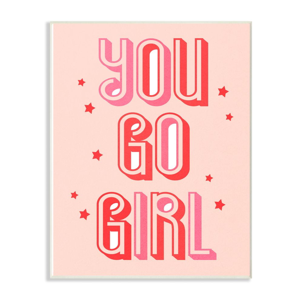 Stupell Industries You Go Girl Fashion Modern Pink Textured Design Wall Plaque Art by Daphne Polselli