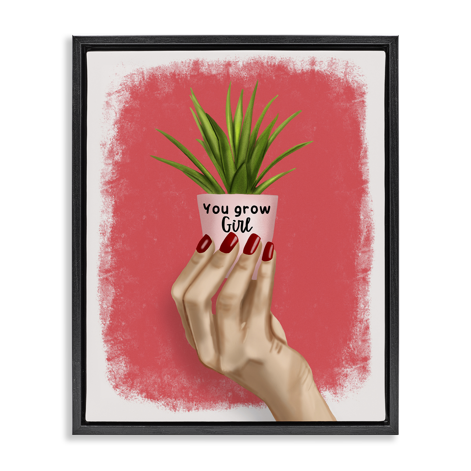 Stupell Industries You Go Girl Plant People Painting Black Floater Framed Canvas Art Print Wall Art, 17 x 21