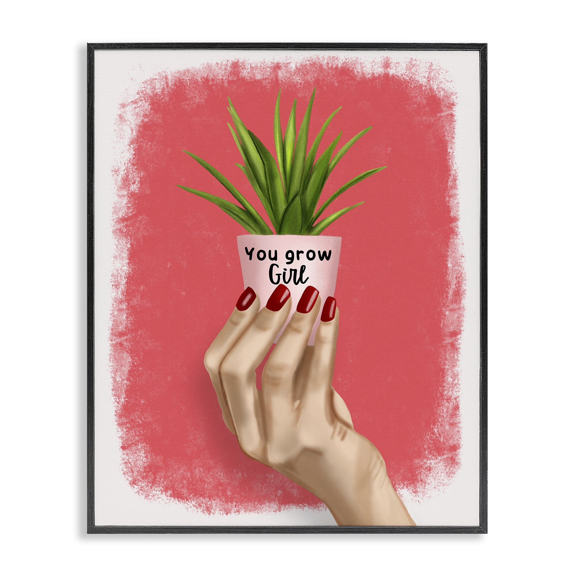 Stupell Industries You Go Girl Plant People Painting Black Framed Art Print Wall Art, 24 x 30