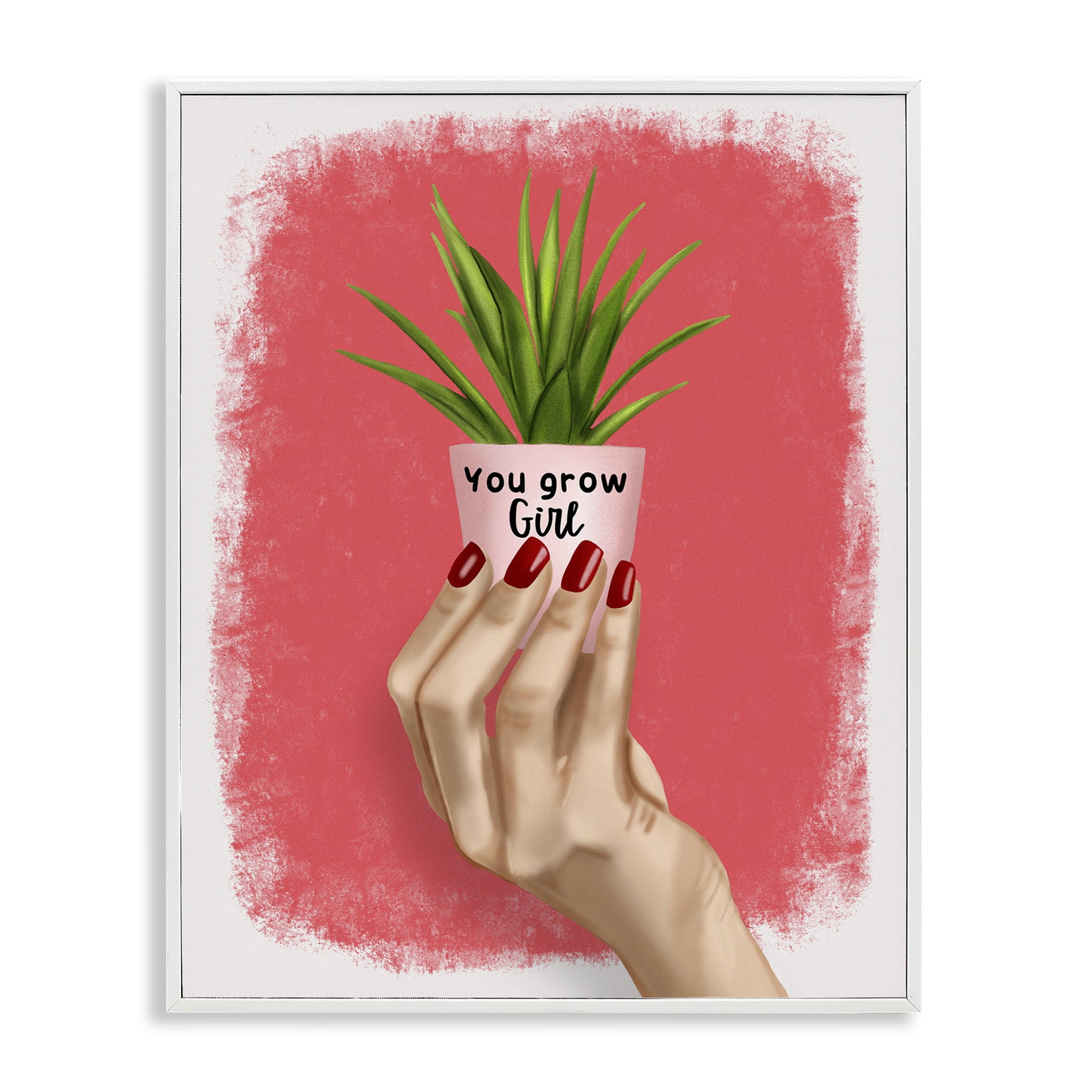 Stupell Industries You Go Girl Plant People Painting White Framed Art Print Wall Art, 11 x 14