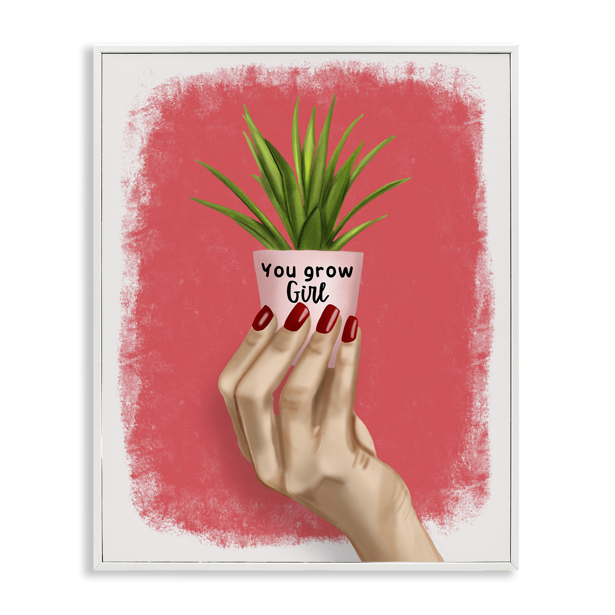 Stupell Industries You Go Girl Plant People Painting White Framed Art Print Wall Art, 24 x 30