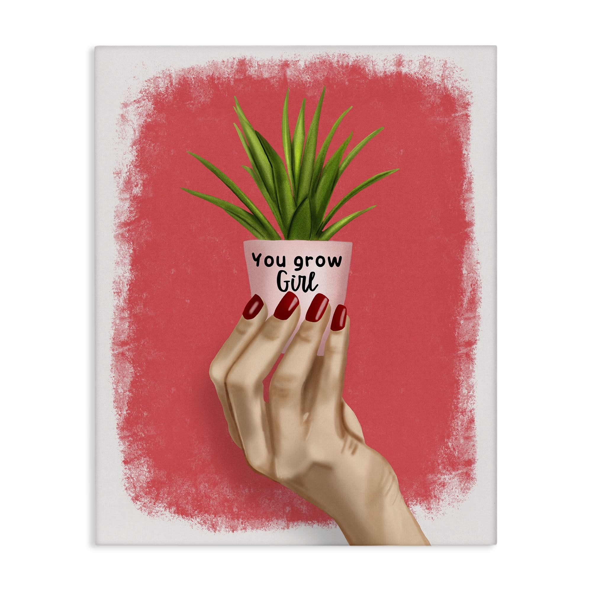 Stupell Industries You Go Girl Plant People Painting Wrapped Canvas Art Print Wall Art, 36 x 48