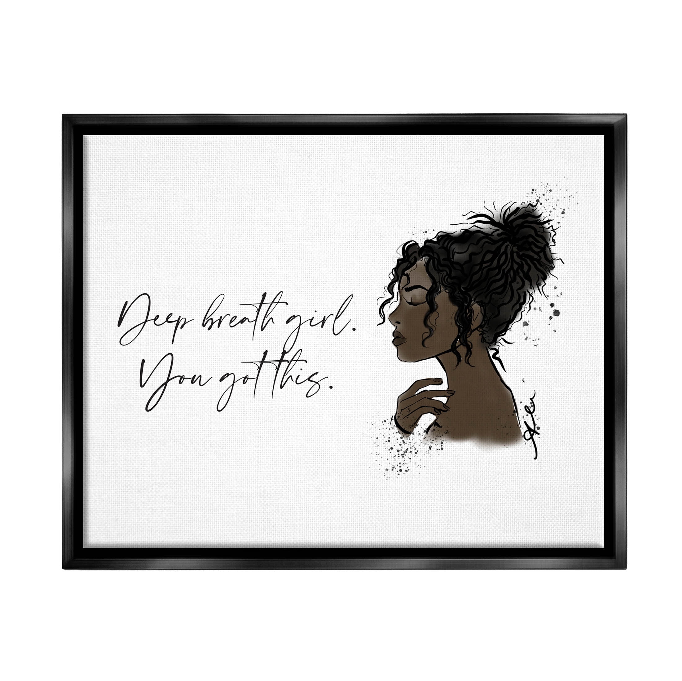 Stupell Industries You Got This Girl Portrait Graphic Art Jet Black Floating Framed Canvas Print Wall Art, Design by Alison Petrie