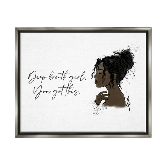 Stupell Industries You Got This Girl Portrait Graphic Art Luster Gray Floating Framed Canvas Print Wall Art, Design by Alison Petrie